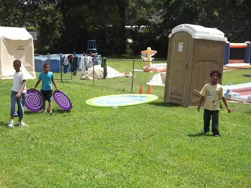 Playground fun at summer camp.