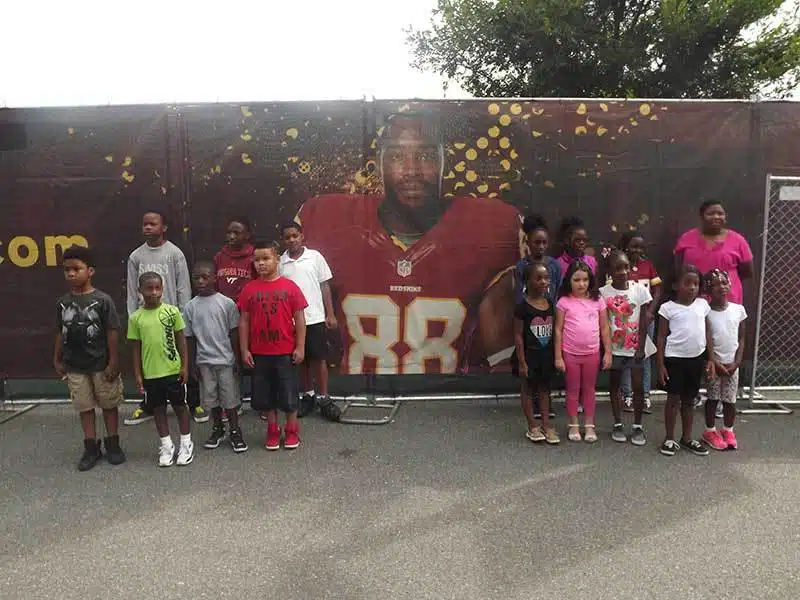 Students visiting Redskins training camp.