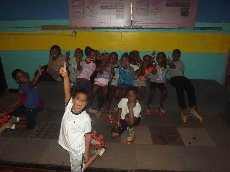 Summer camp roller skating day trip.